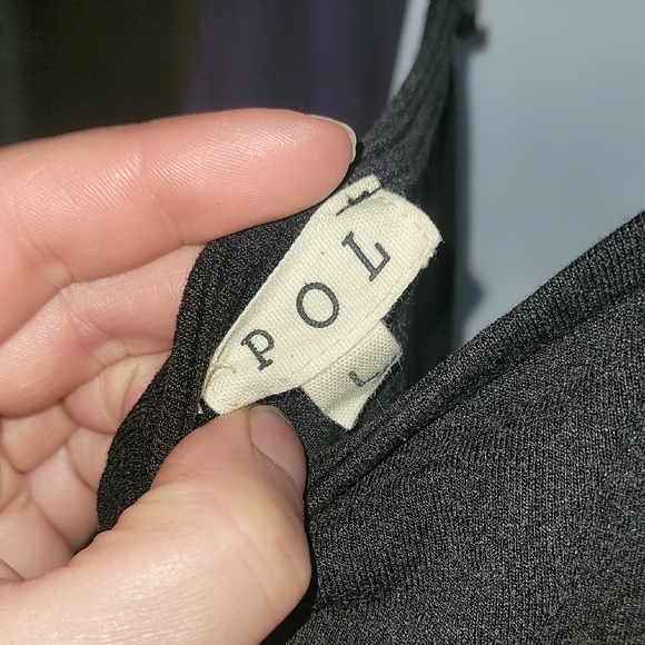 POL Black Knit Lace Side Henley Tank Top - Picture 4 of 7